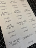 Laundry & Cleaning Waterproof White Sticker Bundle Fine Font - 6.35cm x 7.2cm / 12 Labels
