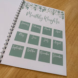Binded Eucalyptus Leaf Weight Loss & Diet Tracker Journal A4 Diary - Up To 1 Year Measurements Goals Weigh Ins + Lots MORE!