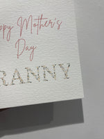 Happy Mothers Day Granny Pink Floral Letters Mothers Day Cute Funny Humorous Hammered Card & Envelope