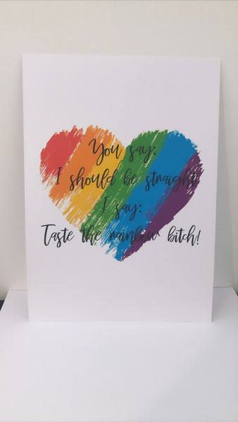 Pride Taste The Rainbow Inspirational Home Wall Decor Quote Print