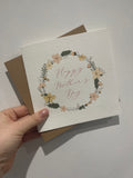Happy Mothers Day Floral Wreath Mothers Day Cute Funny Humorous Hammered Card & Envelope