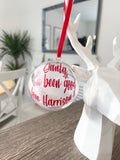 Santa, I've Been Good Love Name Star Personalised Clear Feather Christmas Tree Hanging Decoration Bauble