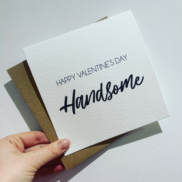 Happy Valentines Handsome Valentines Day Funny Humorous Hammered Card & Envelope