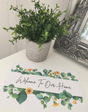 Welcome To Our Home Green Eucalyptus Spring Floral Landscaped Wall Decor Print