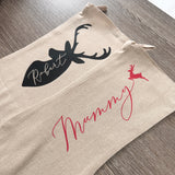 Personalised Name Script Font Natural Hessian Christmas Stocking