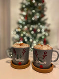 DIY Set Of 2 Create Reindeer Initial Name Christmas Cup Latte Coffee Glass Sticker Labels