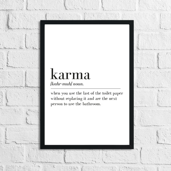 Karma Definition Bathroom Wall Decor Funny Print