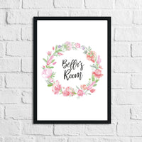 Personalised Floral Wreath Name Children's Room Wall Decor Print