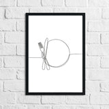 Knife Fork Plate Simple Line Work Kitchen Wall Decor Print