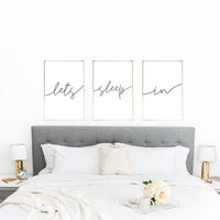 Lets Sleep In Couple Black Set Of 3 Bedroom Prints