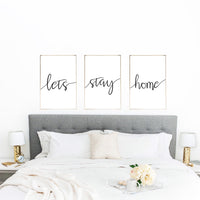 Lets Stay Home Couple Black Set Of 3 Bedroom Prints