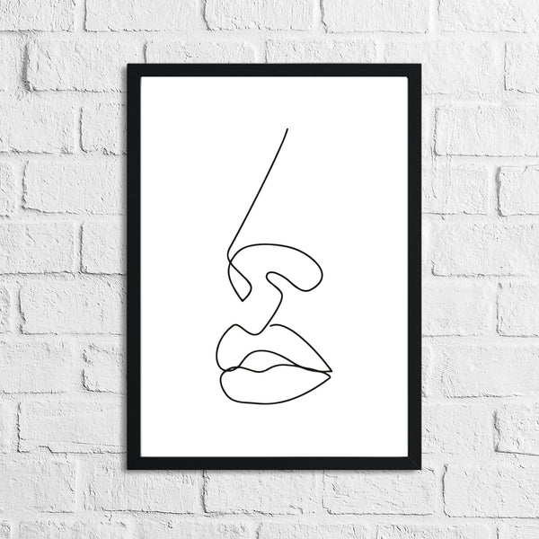 Lips Nose Simple Line Work Bedroom Wall Decor Print