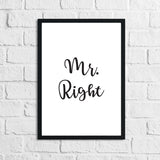 Mr Right Mrs Always Right Bedroom Simple Decor Set Of 2 Prints