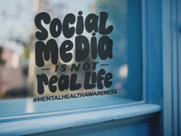 Social Media Is Not Real Life Mental Health Awareness Sticker
