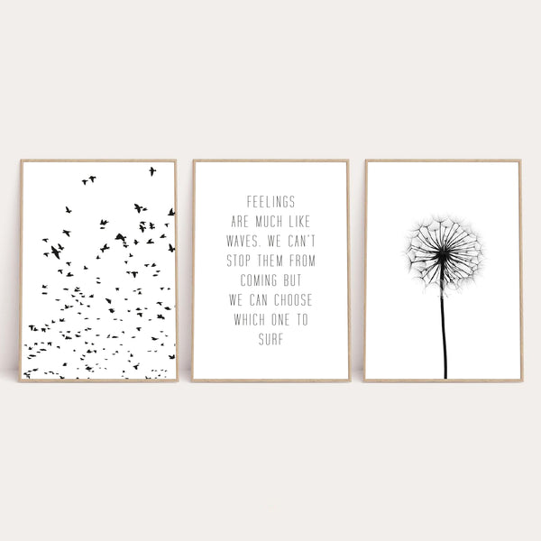 Feelings Are Much Like Waves Set Of 3 Bedroom Home Wall Decor Prints