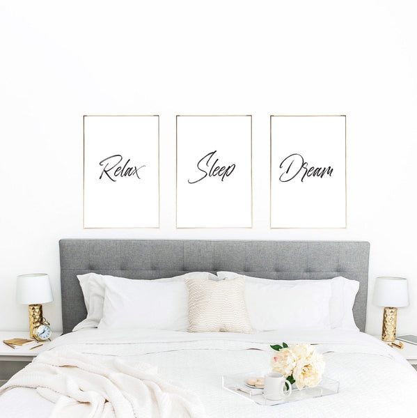 Relax Sleep Dream Set Of 3 Bedroom Decor Wall Prints