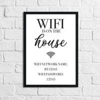 Personalised Wifi Is On The House Simple Home Wall Decor Print